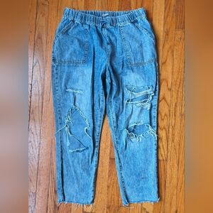(B3G1) Distressed Blue Denim Jeans